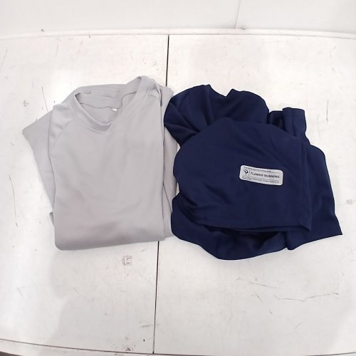 2PC MENS AHLETIC LONG SLEEVE TOP - EXTRA LARGE - NAVY/GREY image 3