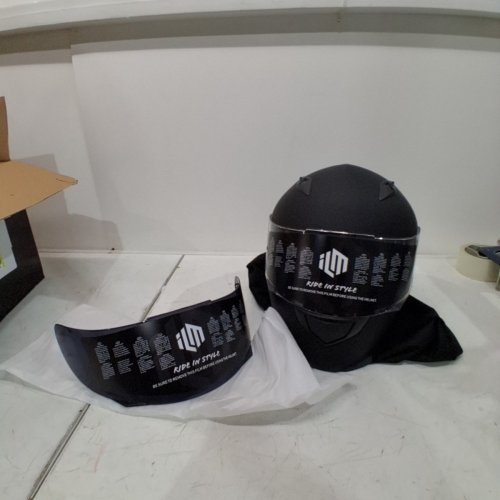 ILM FULL FACED MOTORCYCLE HELMET WITH REMOVABLE NECK SCARF AND TINTED VISOR, MATTE BLACK - XL (MODEL: ILM-313) image 3