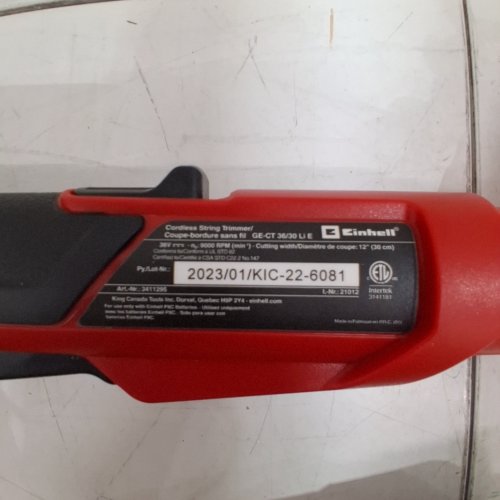 EINHELL CORDLESS LAWN TRIMMER - 36 V - 12" CUTTING WIDTH - RED/BLACK (MODEL: GE-CT 36/30) image 2