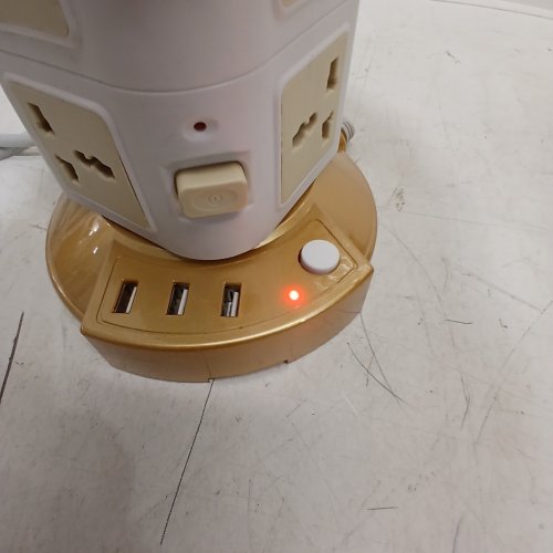 SDNALL TOWER POWER STRIP WITH 8 AC OUTLETS & 3 USB PORTS - 6.6FT EXTENSION CORD & SURGE PROTECTOR FOR HOME USE - 12.4" X 6.6" - WHITE/GOLD image 5