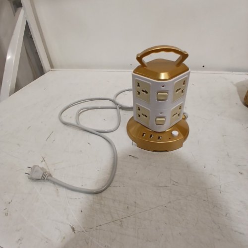 SDNALL TOWER POWER STRIP WITH 8 AC OUTLETS & 3 USB PORTS - 6.6FT EXTENSION CORD & SURGE PROTECTOR FOR HOME USE - 12.4" X 6.6" - WHITE/GOLD image 7