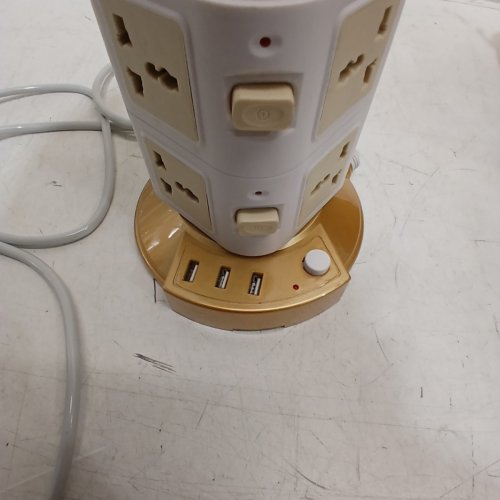 SDNALL TOWER POWER STRIP WITH 8 AC OUTLETS & 3 USB PORTS - 6.6FT EXTENSION CORD & SURGE PROTECTOR FOR HOME USE - 12.4" X 6.6" - WHITE/GOLD image 8