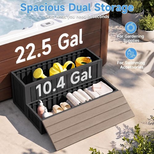 2PC HOT TUB STEPS WITH STORAGE - 13.8" X 36.6" X 11.4" - BLACK/BROWN (MODEL: HT5BLE02) image 2