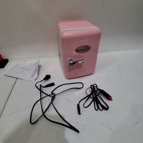 REEMIX 6 CAN MINI FRIDGE WITH HANDLE AND WARMER FOR COSMETICS - 4L - PINK - (MODEL: KM-14) image 3