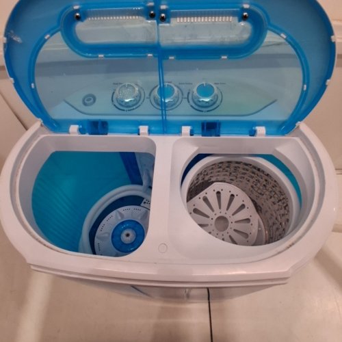 RUN.SE PORTABLE WASHING MACHINE TWIN TUB WITH BUILT IN GRAVITY DRAIN - 11LB CAPACITY - WHITE / BLUE (MODEL: PE22728) image 4