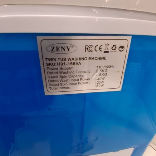 RUN.SE PORTABLE WASHING MACHINE TWIN TUB WITH BUILT IN GRAVITY DRAIN - 11LB CAPACITY - WHITE / BLUE (MODEL: PE22728) image 6