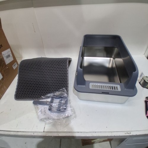 STAINLESS STEEL HIGH SIDED CAT LITTERBOX - 23" X 15" - STAINLESS STEEL image 2