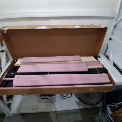 ALLEWIE VELVET UPHOLSTERED WOODEN PLATFORM BED FRAME - FULL - PINK - (MODEL: LE6091-1F) image 3