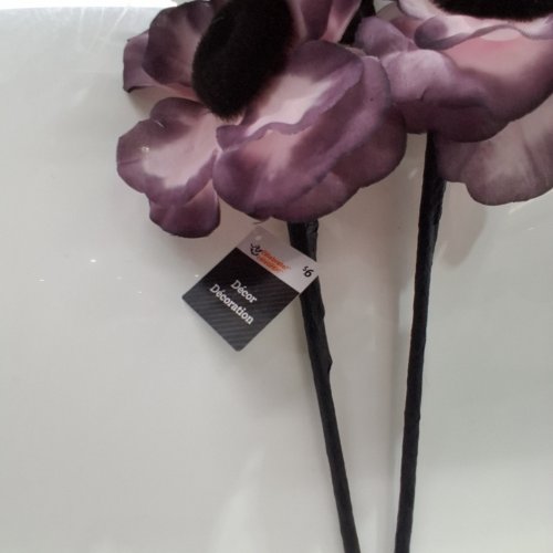 2PK ARTIFICIAL HALLOWEEN FLORAL DECORATION - 18" - PURPLE AND BLACK image 2