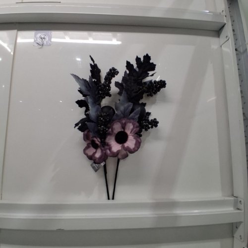2PK ARTIFICIAL HALLOWEEN FLORAL DECORATION - 18" - PURPLE AND BLACK image 3