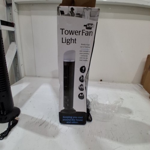 2 SPEED MINI VERTICAL USB TOWER FAN WITH LIGHT - BATTERY AND USB OPERATION - BLACK image 5