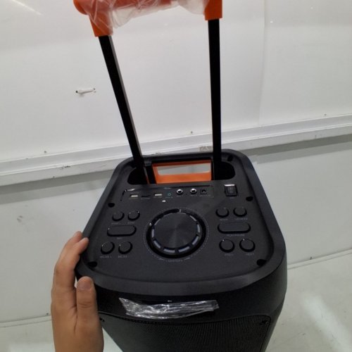 JYX LARGE LED KARAOKE MACHINE WITH TWO MICS, A HANDLE AND WHEELS - 23.6"X11" 500W - BLACK/MULTI COLOUR (MODEL: JYX-T8) image 6