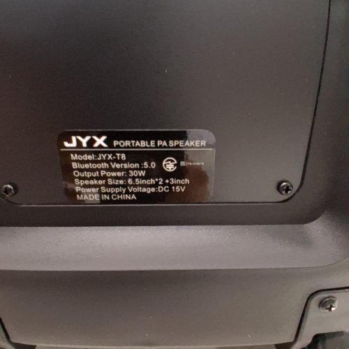JYX LARGE LED KARAOKE MACHINE WITH TWO MICS, A HANDLE AND WHEELS - 23.6"X11" 500W - BLACK/MULTI COLOUR (MODEL: JYX-T8) image 7