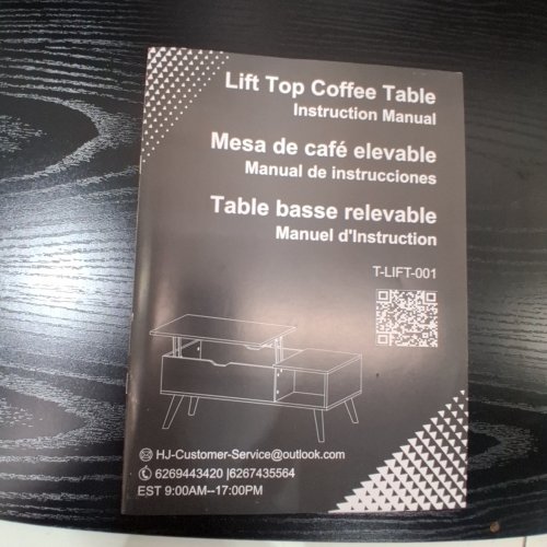 LIFT TOP COFFEE TABLE WITH STORAGE 43.30" X 21.85" X 4.33" - BLACK- (MODEL-T-LIFT-001) image 4