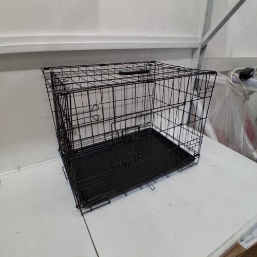 YAHEETECH COLLAPSABLE DOG CRATE DOUBLE DOOR CAGE - 24" X 16.5" X 18.5" - BLACK (MODEL: 411381) image 2