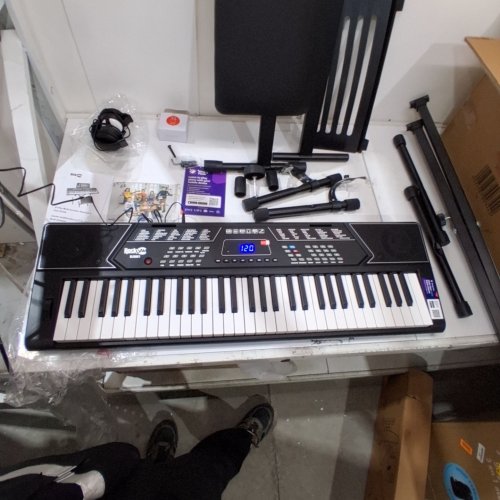 ROCKJAM 61 KEY KEYBOARD PIANO WITH PITCH BEND KIT, KEYBOARD STAND, AND PIANO BENCH - 9V - BLACK (MODEL: RJ5061) image 2