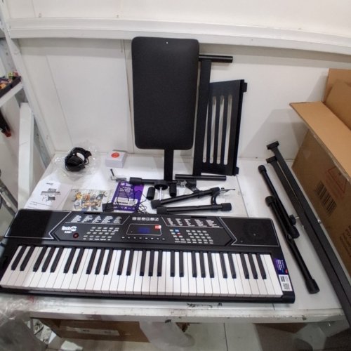 ROCKJAM 61 KEY KEYBOARD PIANO WITH PITCH BEND KIT, KEYBOARD STAND, AND PIANO BENCH - 9V - BLACK (MODEL: RJ5061) image 4