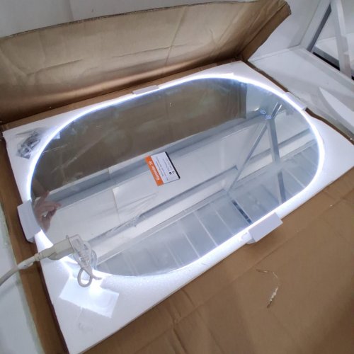 KEONJINN OVAL BACKLIT LED BATHROOM MIRROR WITH HD TEMPERED GLASS - 20" X 32" - SILVER image 2