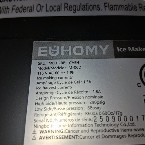 EUHOMY COUNTERTOP ICE MAKER - MAKES 26LBS/DAY - BLACK (MODEL: IM-06D) image 9
