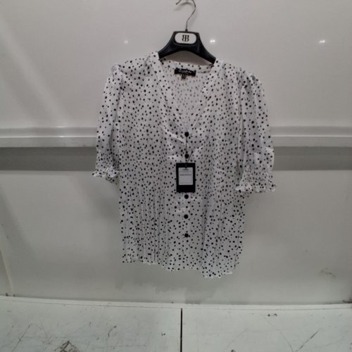WOMEN'S BARILOCHE POLKA DOT BLOUSE - SMALL/MEDIUM - 38 - OFF-WHITE / BLACK (STYLE : CAMBIL) image 2