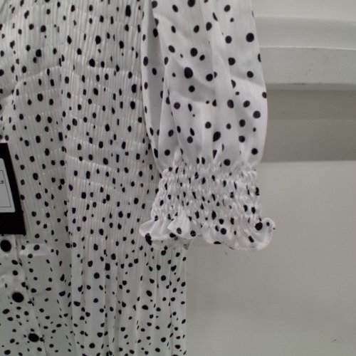 WOMEN'S BARILOCHE POLKA DOT BLOUSE - SMALL/MEDIUM - 38 - OFF-WHITE / BLACK (STYLE : CAMBIL) image 3