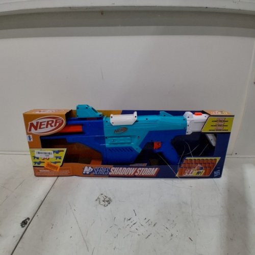 NERF N SERIES SHADOW STORM DART BLASTER - INCLUDES STOCK, SIGHT AND BARREL ATTACHMENTS - BLUE/ORANGE image 2