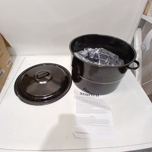 STARFRIT STOCK POT WITH LID AND RACK - 21 QT - BLACK image 3