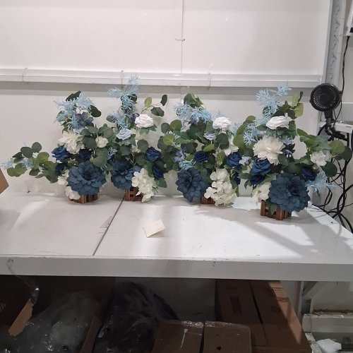 4PK LING'S MOMENT ASSORTED ARTIFICIAL FLOWER ARRANGEMENTS- 17.5" - DUSTY BLUE/NAVY image 3