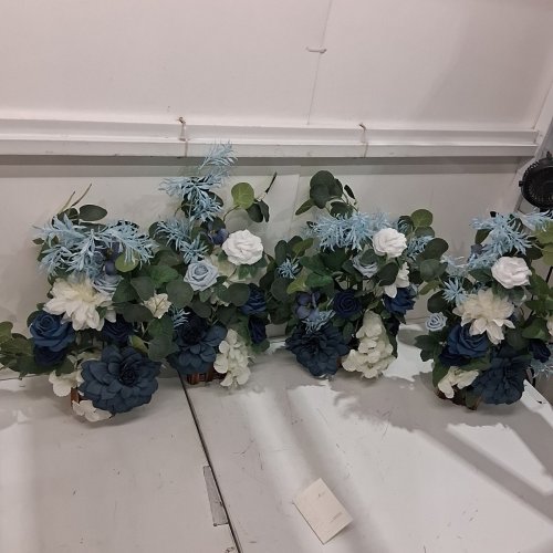 4PK LING'S MOMENT ASSORTED ARTIFICIAL FLOWER ARRANGEMENTS- 17.5" - DUSTY BLUE/NAVY image 4