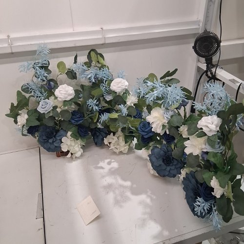 4PK LING'S MOMENT ASSORTED ARTIFICIAL FLOWER ARRANGEMENTS- 17.5" - DUSTY BLUE/NAVY image 5