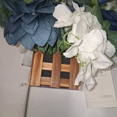 4PK LING'S MOMENT ASSORTED ARTIFICIAL FLOWER ARRANGEMENTS- 17.5" - DUSTY BLUE/NAVY image 6