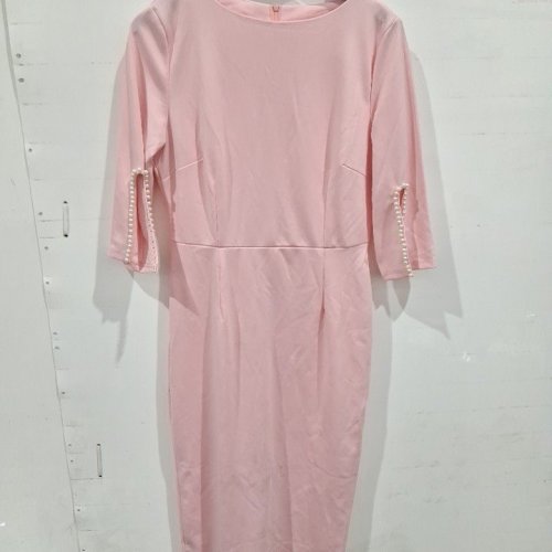 LONG SLEEVE DRESS WITH PEARL DETAILS - EXTRA LARGE - PINK image 2