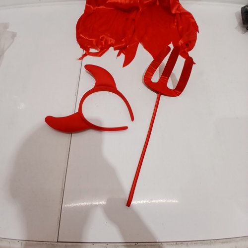 3PC GIRLS PARTYHOLIC DEVIL COSTUME SET - LARGE 10-12 - RED image 4