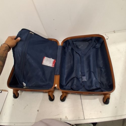 COOLIFE HARD SIDE ABS SPINNER WHEEL CARRY ON LUGGAGE - 20" - BROWN/BLUE (MODEL: CA000013) image 4
