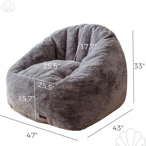 MAXYOYO FAUX FUR BEAN BAG CHAIR - 47" X 33" - DARK GRAY image 2