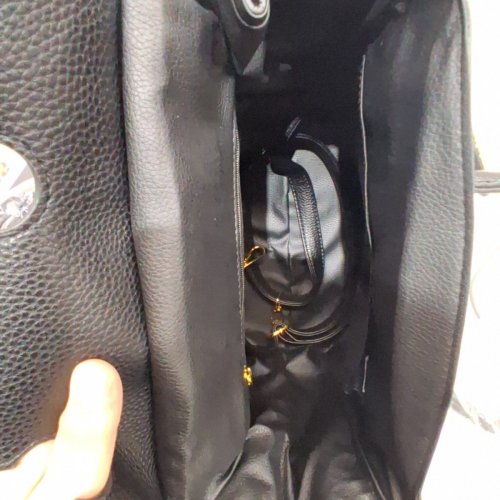 CROSS BODY HANDBAG PURSE - BLACK/GOLD image 6