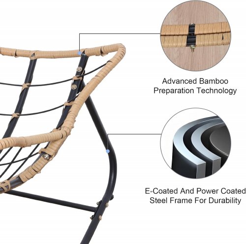 OVERSIZED OUTDOOR RATTAN ROCKING CHAIR WITH CUSHION - 36.2" X 24.8" X 31.4" - GREY/BLACK (MODEL:OT18-GR-115) image 2