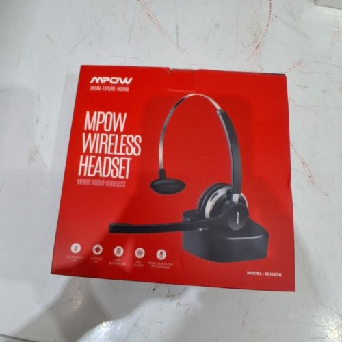 MPOW HC3 WIRELESS BLUETOOTH HEADSET WITH CHARGING DOCK - BLACK WITH SILVER TRIM (MODEL: BH433B) image 4