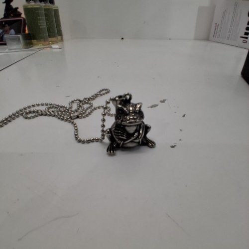 COOL STEEL AND BEYOND FROG PENDANT NECKLACE - 30" - SILVER-TONE image 3