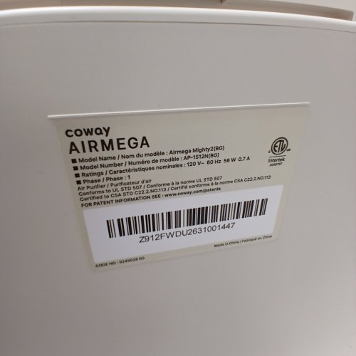 COWAY AIR PURIFIER - 120 V, 56W, 0.7 AMP - WHITE (MODEL: AP-1512N(BG)) image 3