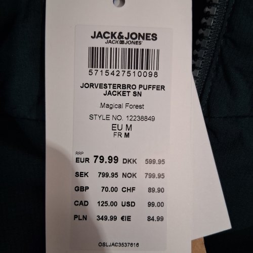 JACK & JONES PUFFER JACKET - MEDIUM - MAGICAL FOREST GREEN (STYLE: 12238849) image 4