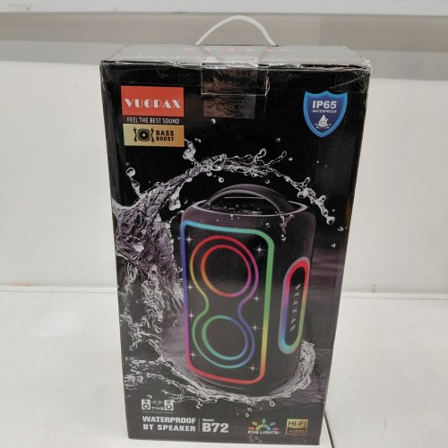 VUOPAX PORTABLE BLUETOOTH RGB WIRELESS PARTY AMPLIFIED BASS SPEAKER - BLACK / ORANGE (MODEL: B72) image 4