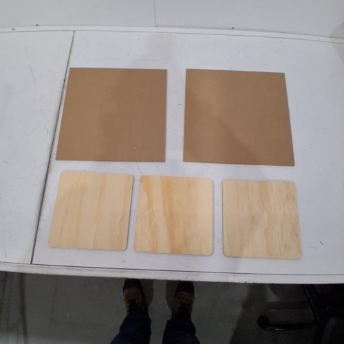 5 ASSORTED MULTI-PURPOSE WOOD PANELS - 12" X 12"/7.75" X 7.75" - BROWN image 2