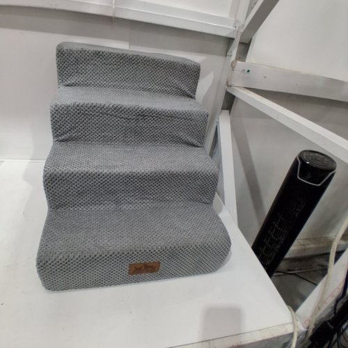 COZY KISS 4-TIER NON-SLIP DOG STAIRS FOR SMALL DOGS - 17.5" X 18" - GREY image 2