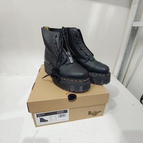 WOMEN'S DR.MARTEN'S SINCLAIR MILLED NAPPA LEATHER PLATFORM BOOTS -SIZE 8- BLACK (STYLE: 22564001) image 2