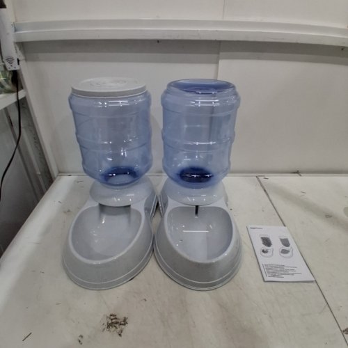 2PC AMAZON BASICS GRAVITY FEEDER AND WATERER FOR PETS - 1GAL - WHITE image 2