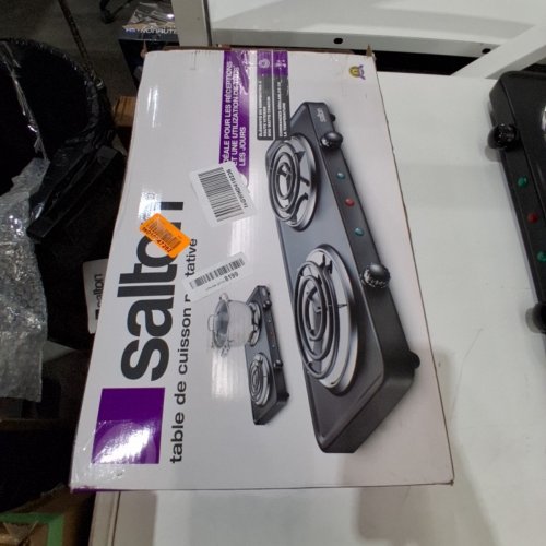 SALTON PORTABLE ELECTRIC HOT PLATE DOUBLE BURNER DUAL COIL COUNTERTOP STOVE - 1800W - BLACK - (MODEL: HP1941) image 4
