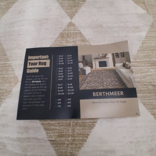 BERTHMEER GEOMETRIC AREA RUG - 6FT X 9FT - CREAM /TAN image 2