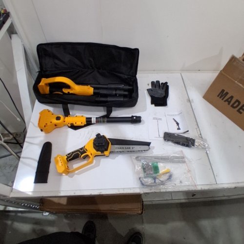 2 IN 1 ELECTRIC POLE SAW - MINI CORDLESS CHAINSAW COMPATIBLE FOR DEWALT 20V BATTERY - 8" - BLACK/YELLOW image 2