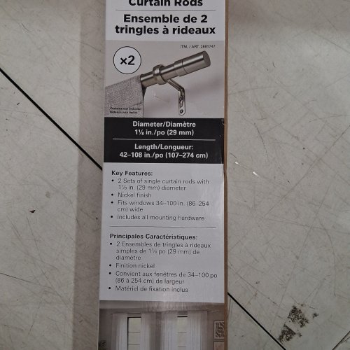 2PK UMBRA CURTAIN ROD KIT - 42" TO 108" - NICKEL (MODEL: 2881747) image 6